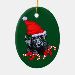 Adorno De Cerámica Labrador Recuperador Navidades