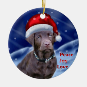 Adorno De Cerámica Labrador Recuperador Navidades