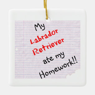 Adorno De Cerámica Labrador Retriever Ate My Homework Keychain