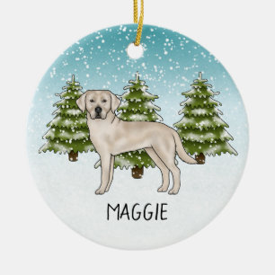 Adorno De Cerámica Labrador Retriever Crema Lab Nombre Personalizado