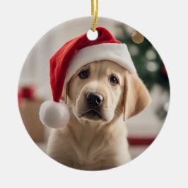 Adorno De Cerámica Labrador Retriever Navidad