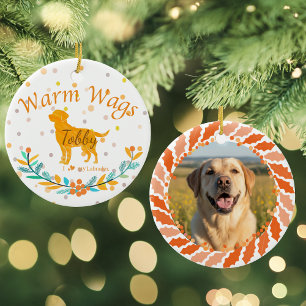 Adorno De Cerámica Labrador Retriever Navidad en Pastel Naranja Perso