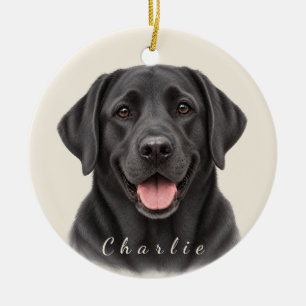 Adorno De Cerámica Labrador Retriever Negro Personalizado con Nombre