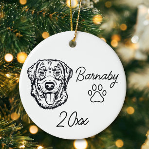 Adorno De Cerámica Labrador Retriever Perro Nombre Personalizado y Añ