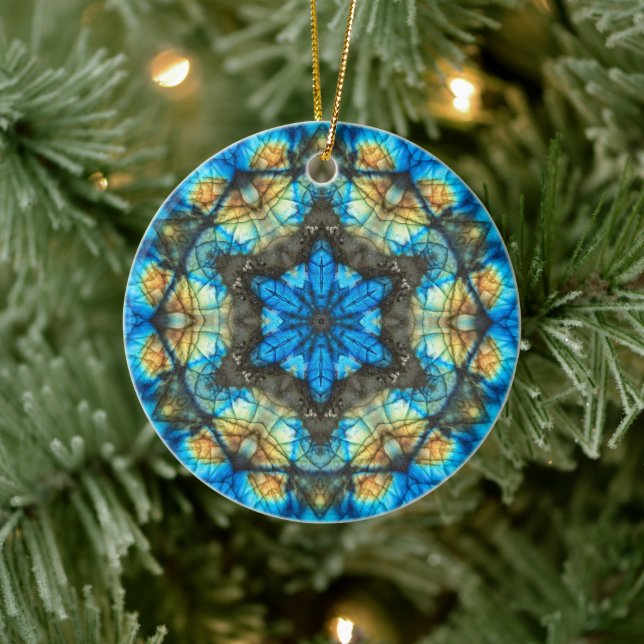 Adorno De Cerámica Labradorita Kaleidoscópica "Vidrio Manchado" (Árbol)