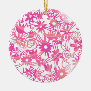 ADORNO DE CERÁMICA LACE DE FLORES DE COLOR ROSA