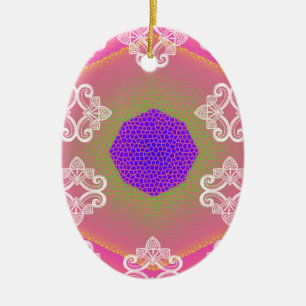 Adorno De Cerámica Lace Kaleidoscope Rosa