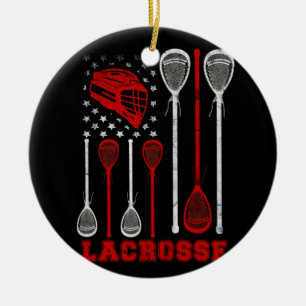 Adorno De Cerámica Lacrosse Bandera Americana Lax Sport