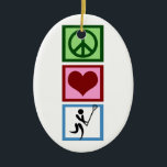 Adorno De Cerámica Lacrosse de Peace Love<br><div class="desc">Una señal de paz,  un corazón y un lacrosse.</div>