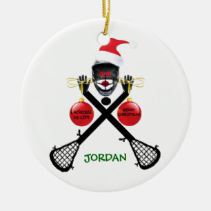 Adorno De Cerámica Lacrosse es un Navidad de la vida