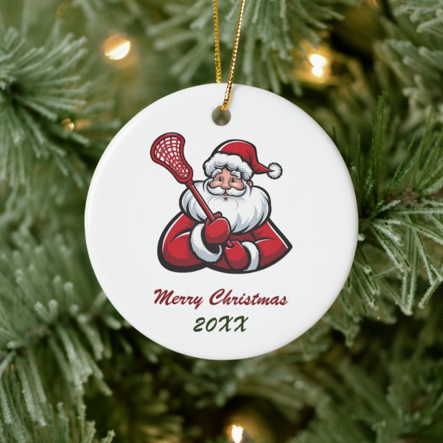 Adorno De Cerámica Lacrosse Merry Christmas Cute Santa Claus Personal (Árbol)