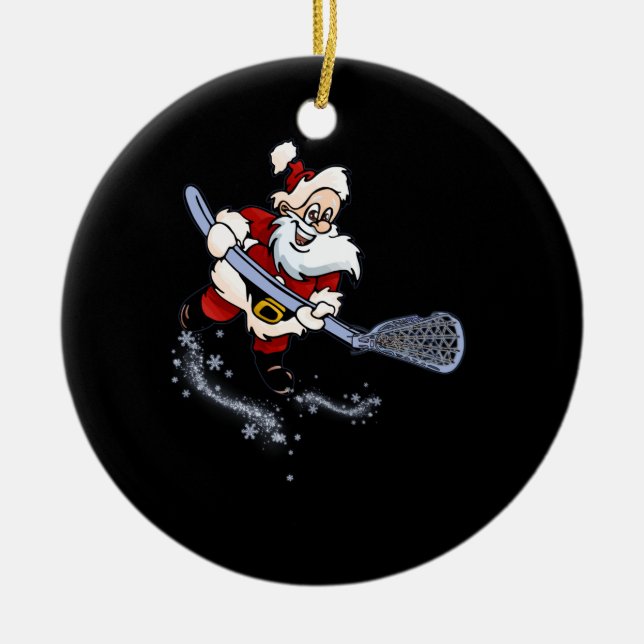 Adorno De Cerámica Lacrosse Santa Navidades Guay Lax Sport Ugly X-Mas (Frente)