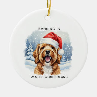 Adorno De Cerámica Ladrando en un Perro de Navidad en un País de las