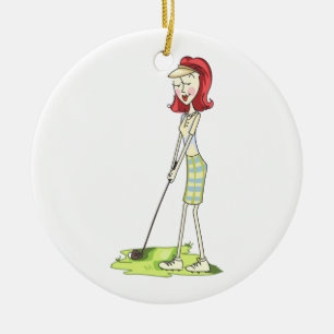 Adorno De Cerámica Lady Golfer