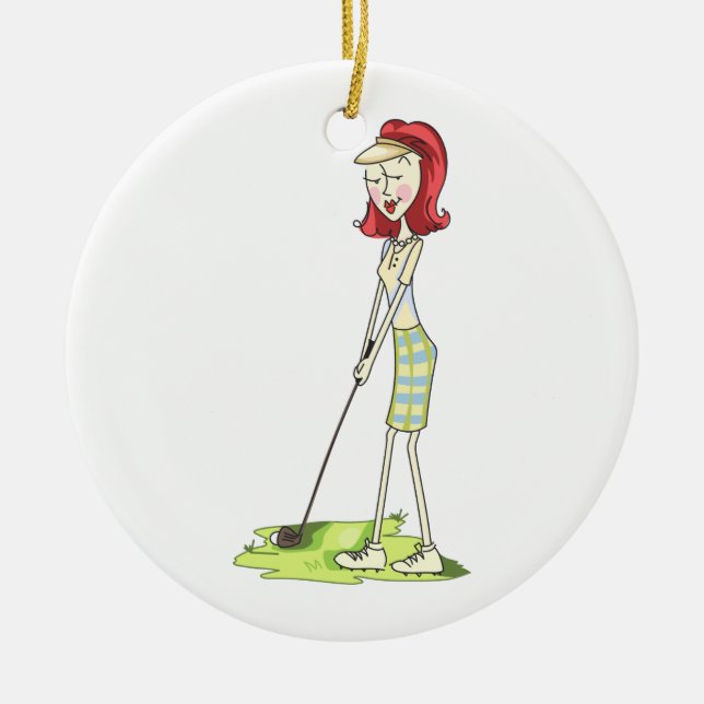 Adorno De Cerámica Lady Golfer (Frente)