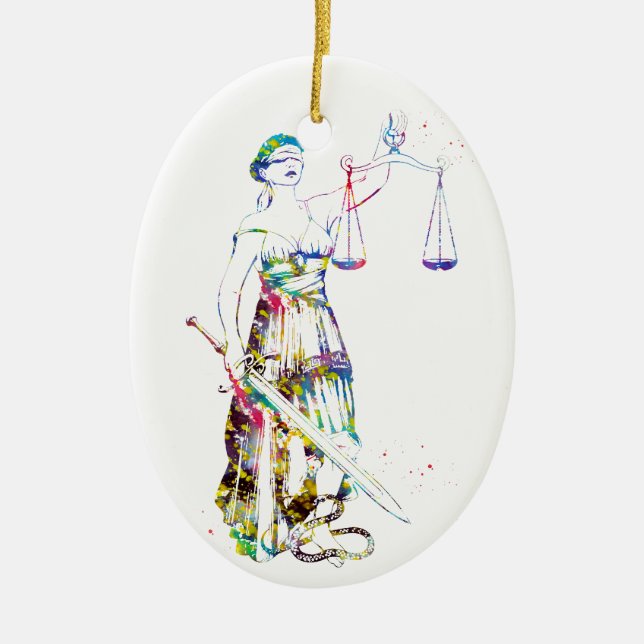 Adorno De Cerámica Lady Justice (Frente)