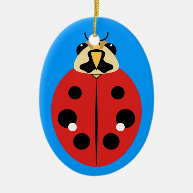 Adorno De Cerámica Ladybug Beetle Red (Frente)