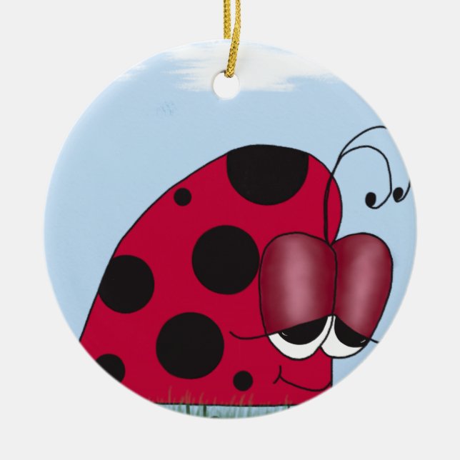 Adorno De Cerámica Ladybug gracioso y eufórico (Frente)