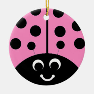 Adorno De Cerámica ladybug rosa