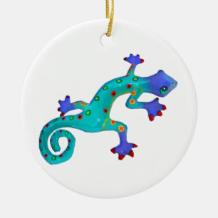 Adorno De Cerámica Lagarto colorido loco
