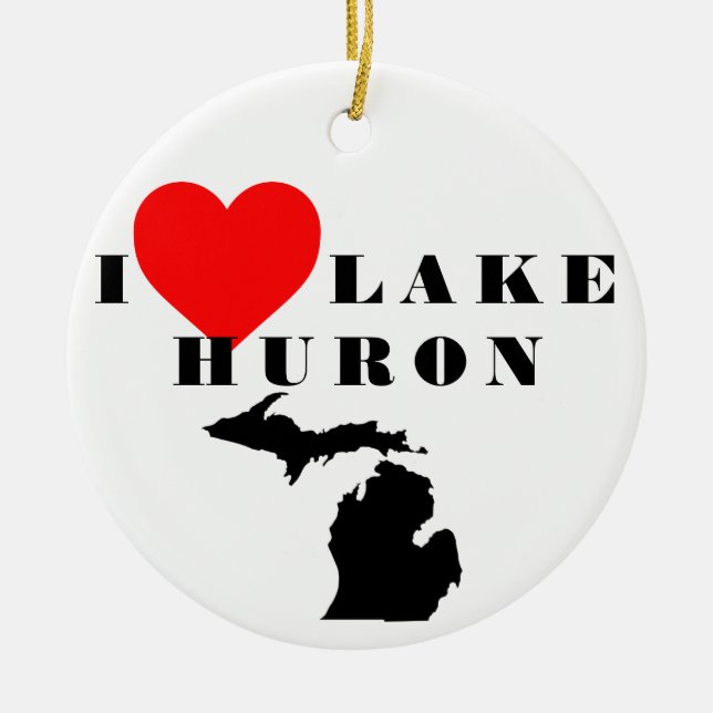 Adorno De Cerámica Lago corazón Huron Michigan (Frente)