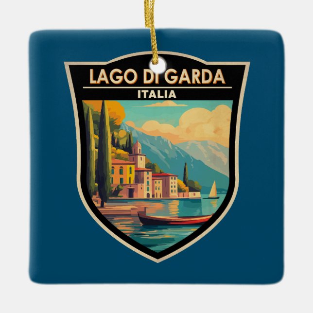 Adorno De Cerámica Lago de Garda Italia Viaje de arte (Anverso)