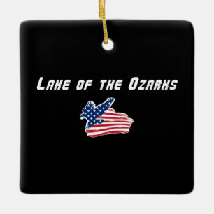 Adorno De Cerámica Lago de los Ozarks Missouri Águila Patriótica
