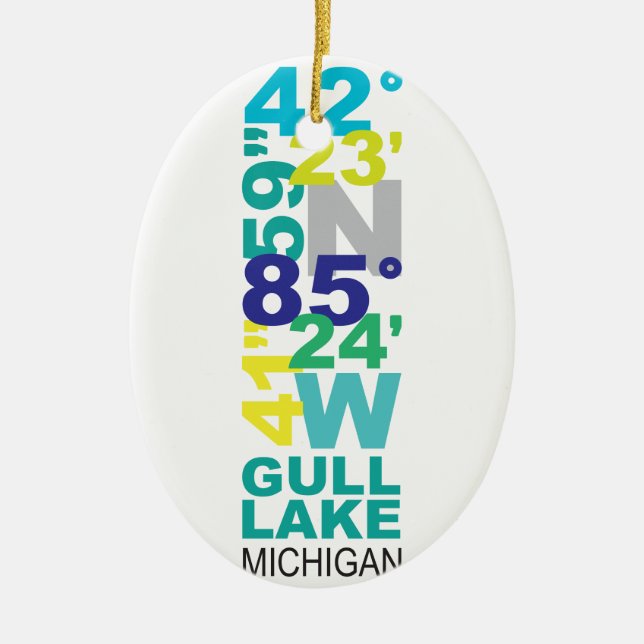 Adorno De Cerámica Lago gull, coordenadas del MI - agua (Frente)