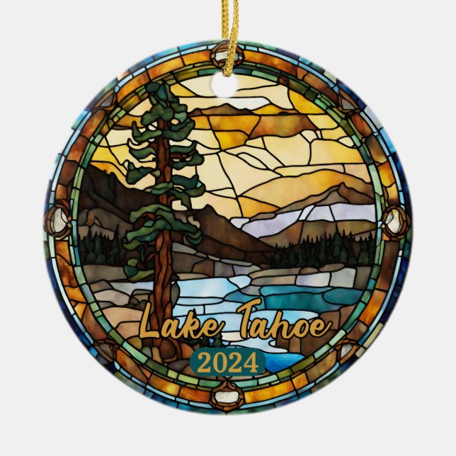 Adorno De Cerámica Lago Rústico Tahoe California (Frente)