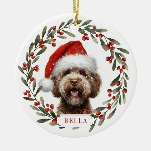 Adorno De Cerámica Lagotto Romagnolo Dog Ceramic Circle Ornament (Frente)