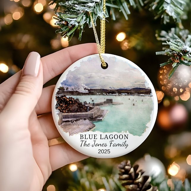 Adorno De Cerámica Laguna azul personalizada, regalo de Islandia (Subido por el creador)