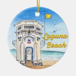 Adorno De Cerámica Laguna Beach Lifeguard Tower Ornament
