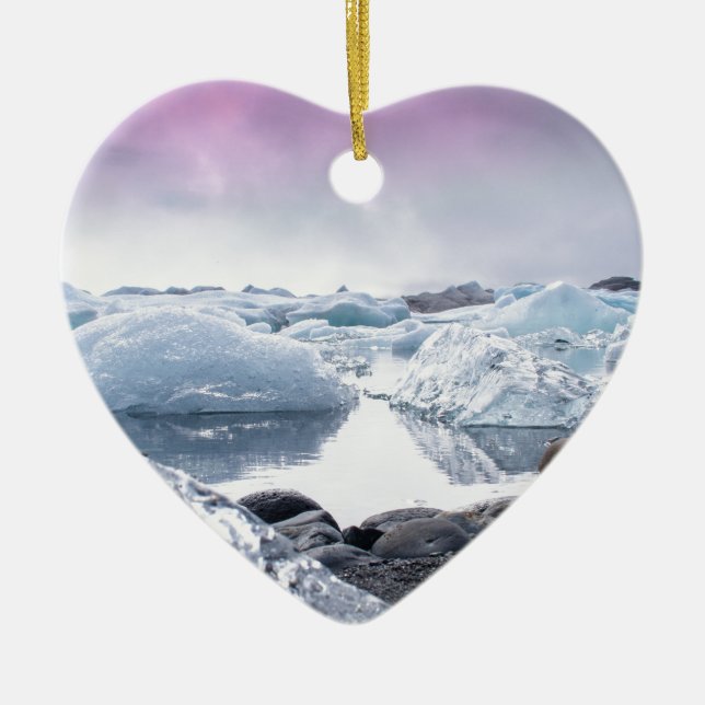 Adorno De Cerámica Laguna del glaciar de Islandia (Frente)