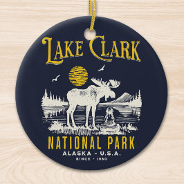 Adorno De Cerámica Lake Clark National Park VIntage Forest Landscape