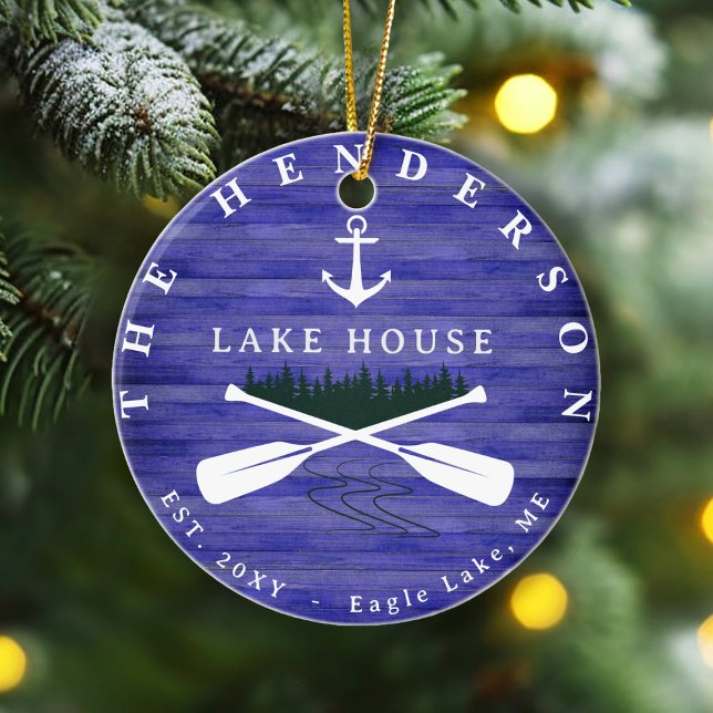 Adorno De Cerámica Lake House Pine Family Name Tree wood Personalizad (Subido por el creador)