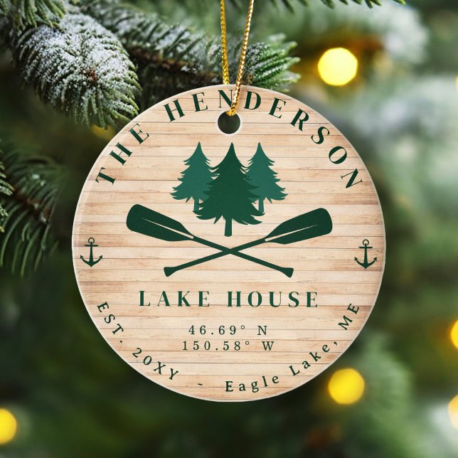 Adorno De Cerámica Lake House Rustic Lake House Boat Oars Trees (Subido por el creador)