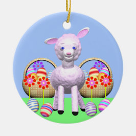 Adorno De Cerámica Lámpara de Pascua, flores y canastos