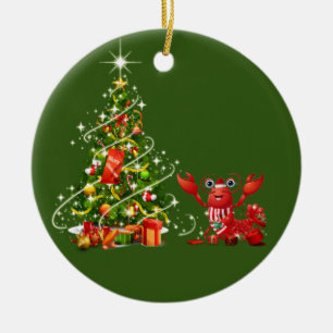Adorno De Cerámica Langosta con Navidades Scafés Santa Hat
