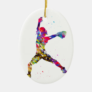 Adorno De Cerámica Lanzador de béisbol sóftbol