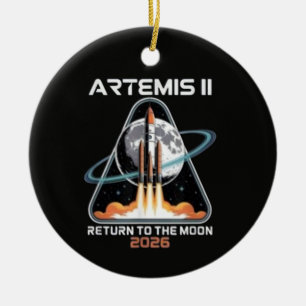Adorno De Cerámica Lanzamiento de Artemis II a la Luna 2026