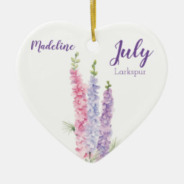 Adorno De Cerámica Larkspur July Birth Flower