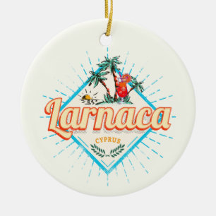 Adorno De Cerámica Larnaca Cyprus Retro Cocktail Vintage Sunset