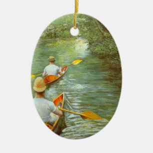 Adorno De Cerámica Las canoas, personajes de Gustave Caillebotte