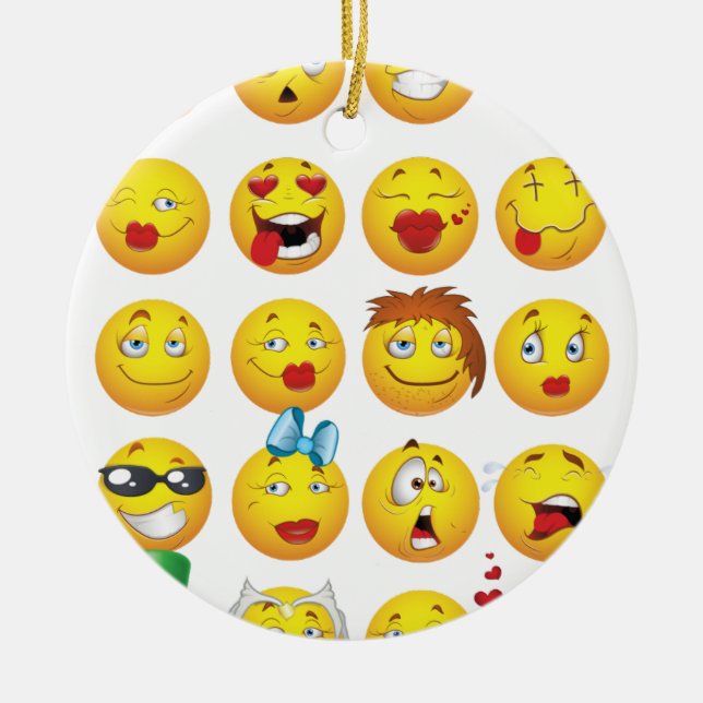 Adorno De Cerámica Las caras divertidas de la emoji refrescan (Frente)