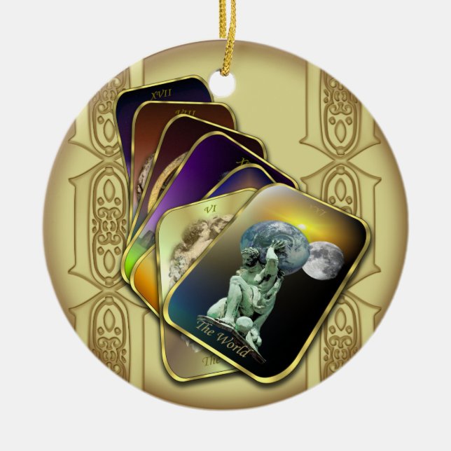 Adorno De Cerámica Las cartas de tarot personalizaron alrededor del (Frente)