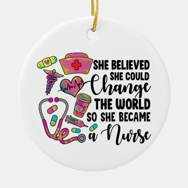 Adorno De Cerámica Las enfermeras cambian el mundo (Frente)