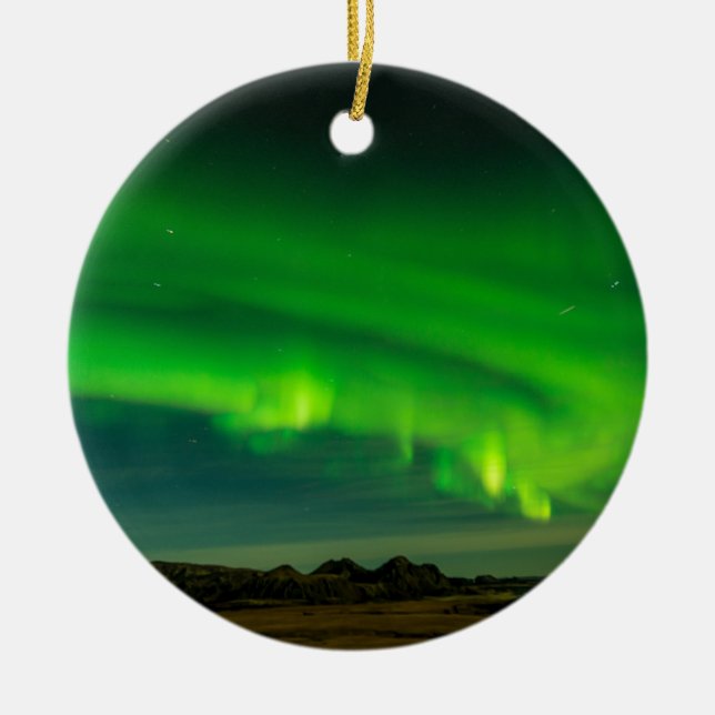 Adorno De Cerámica Las hermosas luces verdes del norte de Islandia (Frente)