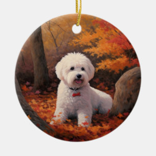 Adorno De Cerámica Las hiedras de Bichon en otoño se inspiran en la c