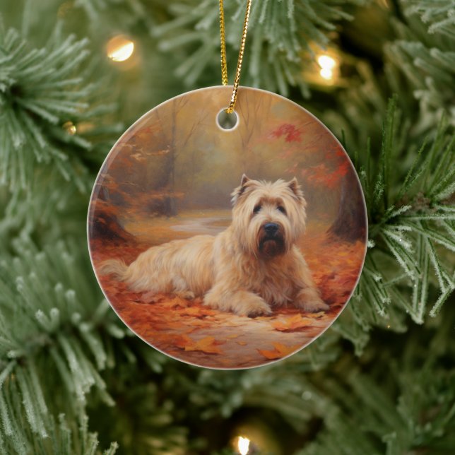 Adorno De Cerámica Las hojas de Wheaten Terrier se inspiran en otoño (Árbol)