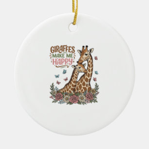 Adorno De Cerámica Las jirafas me hacen feliz diseño de camisa floral